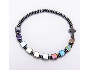 Różaniec Bransoletka Hematyt Srebrny