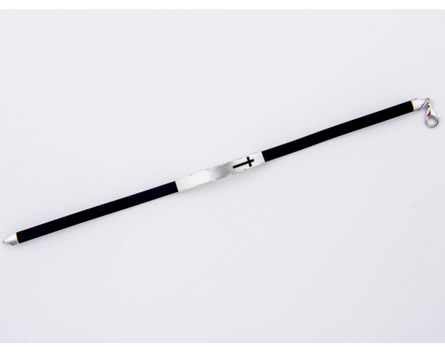 Męska bransoletka srebrna z kauczukiem 21 cm