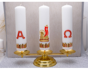 Komplet świec ołtarzowych z wzorem Wielkanocnym białe