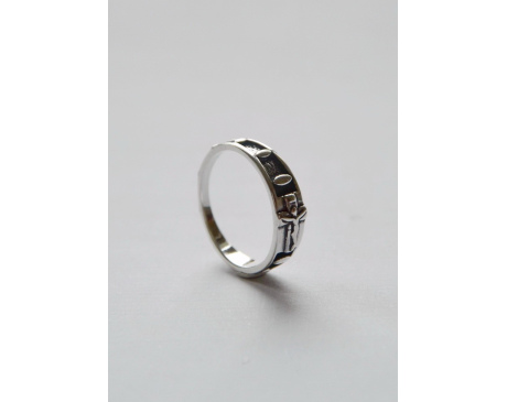 Różaniec srebrny na palec obrączka wzór 17