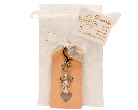 Podziękowanie na Pierwszą Komunię Brelok Aniołek