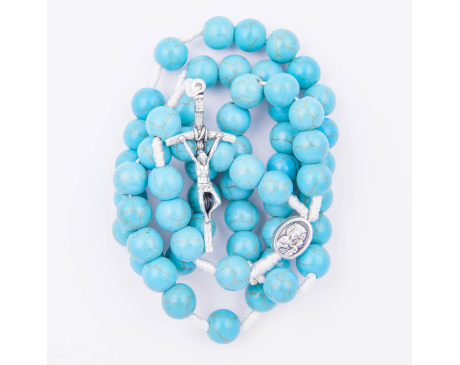 Różaniec z kamieni sznurek turkus