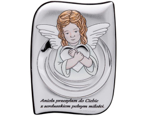Obrazek Srebrny Aniołek Serce