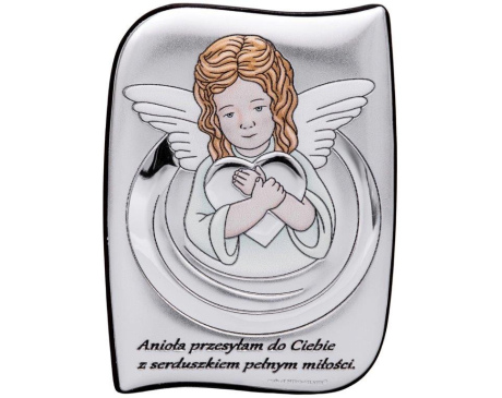 Obrazek Srebrny Aniołek Serce