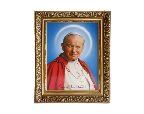 Obraz święty Jan Paweł II w ozdobnej ramie