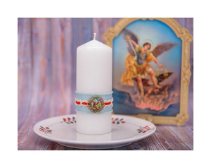 Świeca Ozdobna biała Michał 15 cm