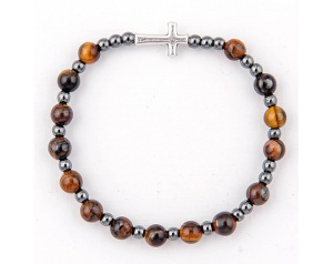 Różaniec Bransoletka z Kamieni Tygrysie Oko Brązowe