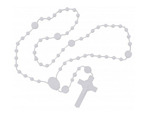 Różaniec Plastikowy Biały ze Świętym Benedyktem