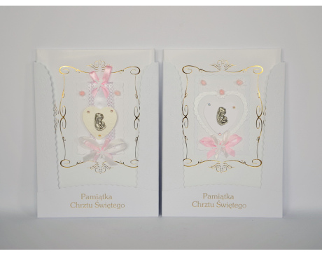 Pamiątka Chrztu świętego różowa