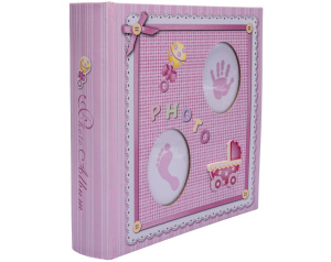 Album na Zdjęcia Dla Dziewczynki Baby Różowy z Wózkiem