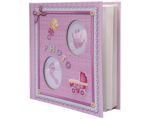 Album na Zdjęcia Dla Dziewczynki Baby Różowy z Wózkiem