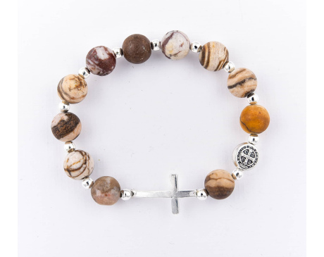 Różaniec bransoletka JASPIS Zebra 10 mm