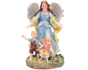Figurka Anioł Stróż z Dziećmi Niebieski D