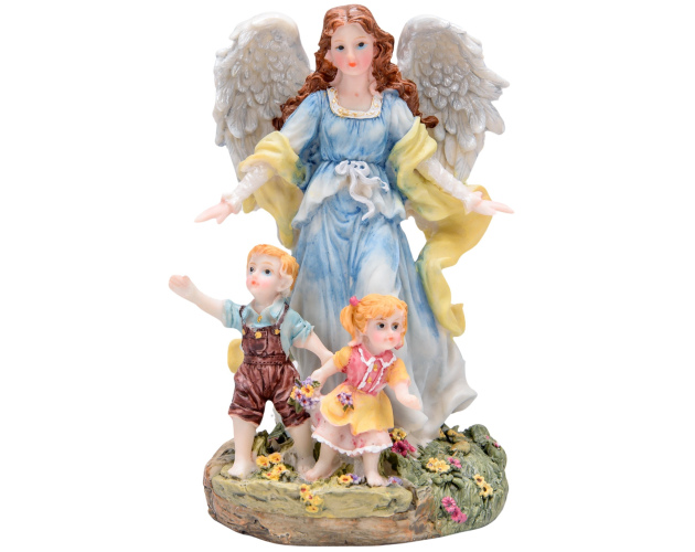 Figurka Anioł Stróż z Dziećmi Niebieski D