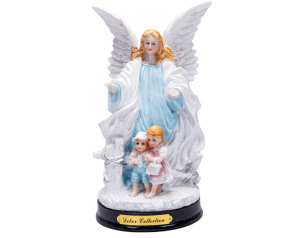 Figurka Anioł Stróż z Dziećmi Niebieski A