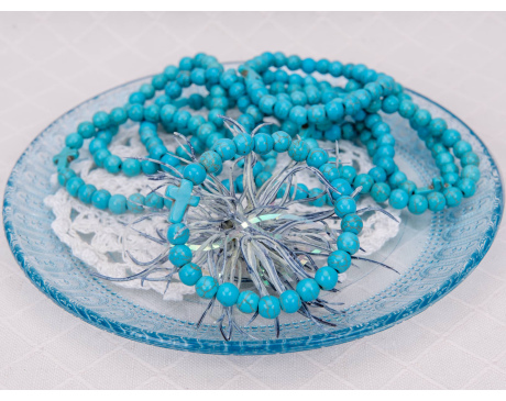 Bransoletka Z Krzyżykiem Kamień Turkusowa