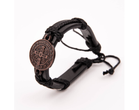 Bransoletka Męska Z Medalikiem Św. Benedykta