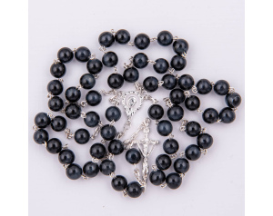 Różaniec Srebrny Kamień Tygrysie Oko Szaro-Niebieskie