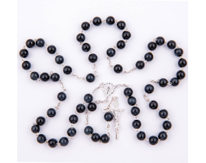 Różaniec Srebrny Kamień Tygrysie Oko Szaro-Niebieskie