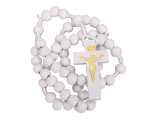 Różaniec Komunijny Drewniany Biały