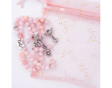 Różaniec Komunijny Na Sznurku Opal Różowy