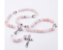 Różaniec Komunijny Na Sznurku Opal Różowy