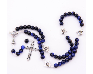 Różaniec Komunijny Na Sznurku Tygrysie Oko Niebieskie