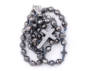 Różaniec Maryjny Na Szyję Rozpinany Hematyt