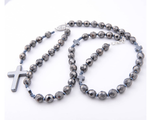 Różaniec Maryjny Na Szyję Rozpinany Hematyt