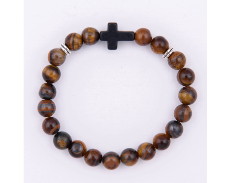 Bransoletka Z Krzyżem Tygrysie Oko