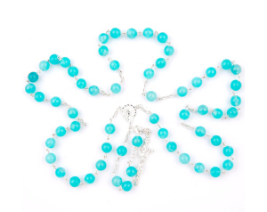Różaniec Srebrny Amazonit Lodowy