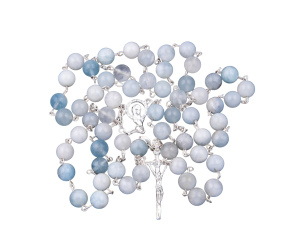 Różaniec Srebrny Kamień Akwamaryn