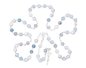 Różaniec Srebrny Kamień Akwamaryn