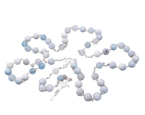 Różaniec Srebrny Kamień Akwamaryn