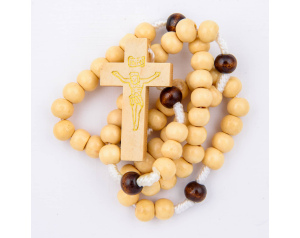 Różaniec drewniany dwa kolory jasny