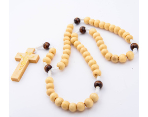 Różaniec drewniany dwa kolory jasny