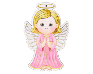 Figurka ze sklejki Aniołek Dla Dziewczynki Różowy