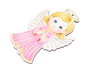 Figurka ze sklejki Aniołek Dla Dziewczynki Różowy