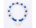 Różaniec Bransoletka Biała z Niebieskim