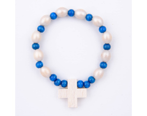 Różaniec Bransoletka Biała z Niebieskim