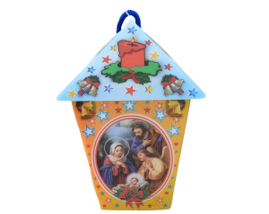 Lampion Adwentowy Plastikowy Niebieski