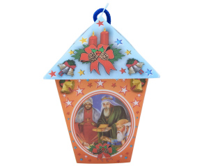 Lampion Adwentowy Plastikowy Niebieski