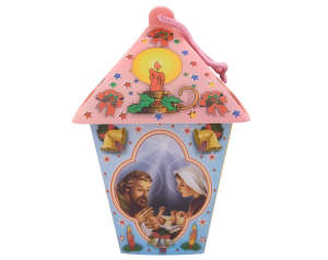 Lampion Adwentowy Plastikowy Różowy