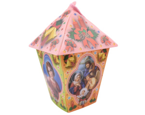 Lampion Adwentowy Plastikowy Różowy