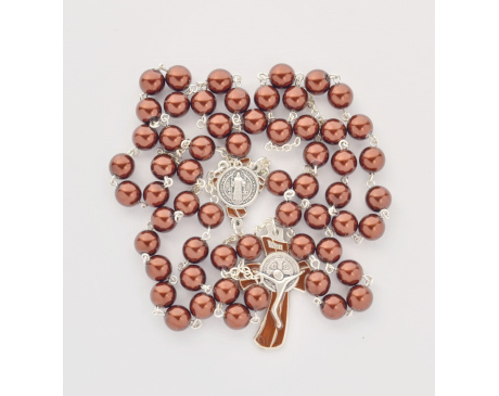 Różaniec ze św. Benedyktem brązowy