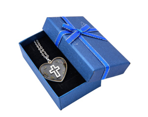 Medalion Serce z Krzyżem Przezroczysty z Żywicy