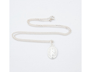 Srebrny Cudowny Medalik Łańcuszek Do Komunii