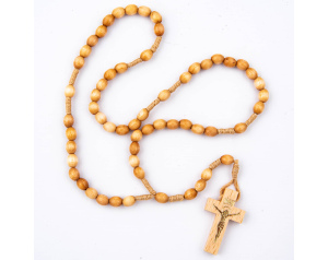 Różaniec Drewniany Sznurek Jasny Owal