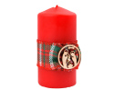 Świeca Walec Czerwony Na Boże Narodzenie z Szopką 12 cm