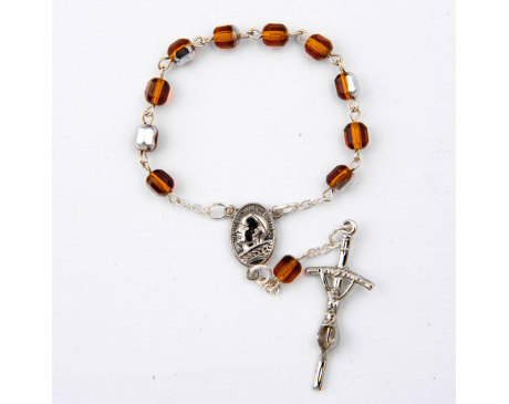 Różaniec Kryształkowy 10 bursztynowy owal